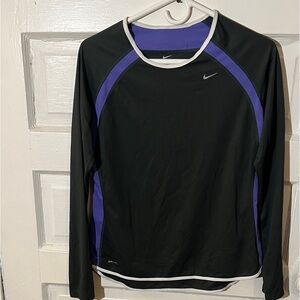Nike Women's Gray and Purple Long Sleeve Tee